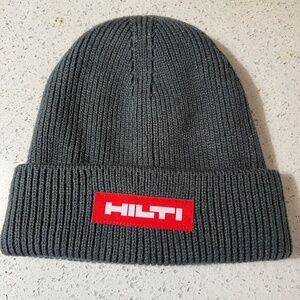 Hilti Beanie Toque Hat Dark Gray Knitted Fleece Lined Workwear